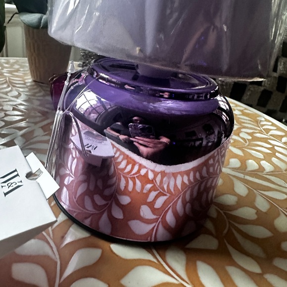 W&A Mini Metallic Purple Glass Lamp with Shade - Picture 4 of 6